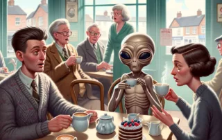 aliens in a cafe