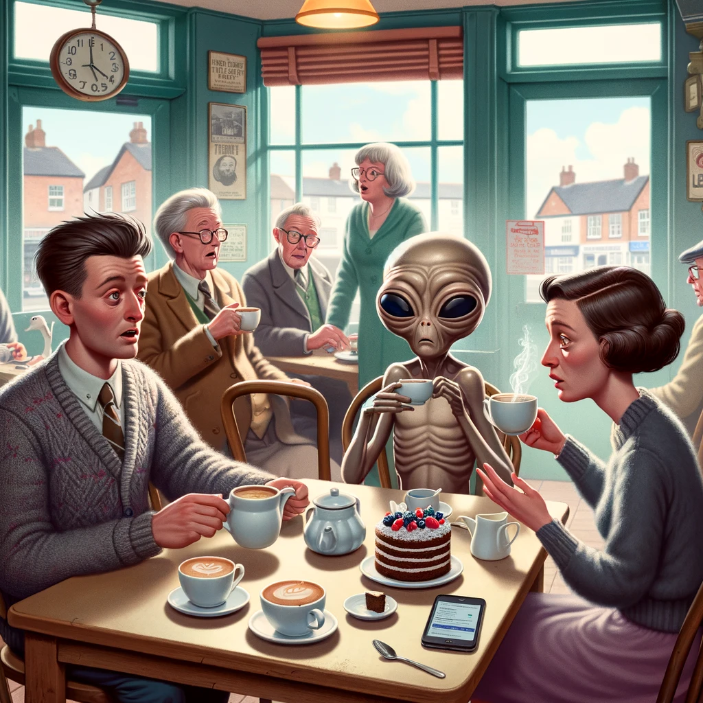 aliens in a cafe